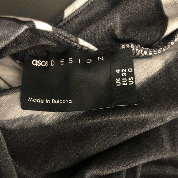 Asos Design cami strappy midi dress ruched details Black & Gray Marble Size 0 - Picture 10 of 12